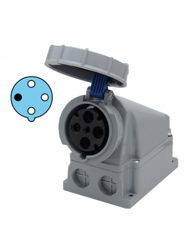 Receptaculo caja a 15°,63 Amps.