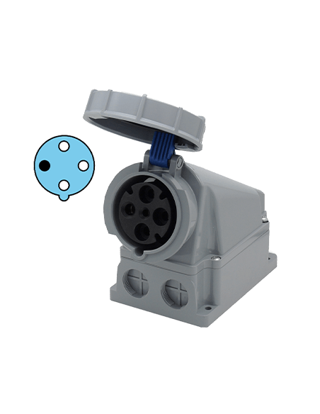 Receptaculo caja a 15°,63 Amps.