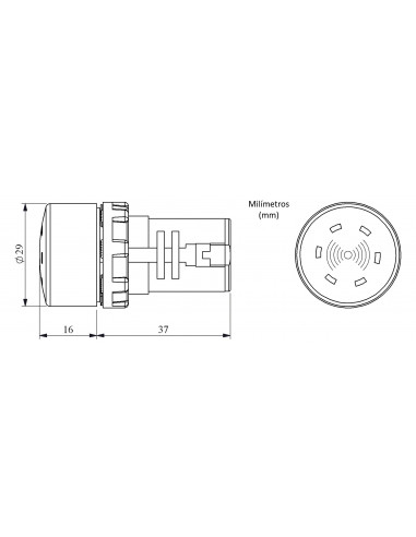 Lampara piloto con alarma 22mm