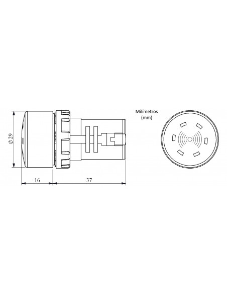 Lampara piloto con alarma 22mm