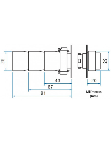 Boton 22mm no iluminado metal