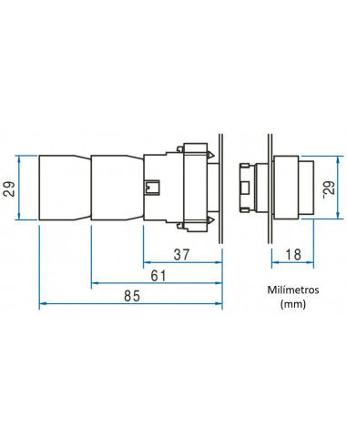 Boton 22 mm iluminado metal