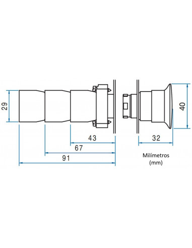 Hongo 22mm metal no iluminado