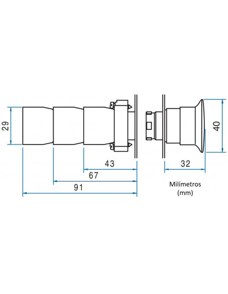 Hongo 22mm metal no iluminado