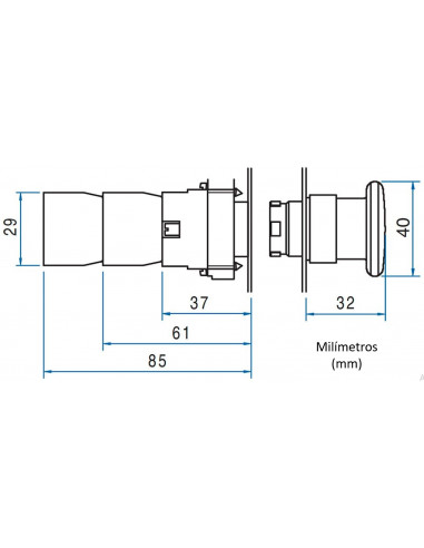 Hongo 22mm metal iluminado