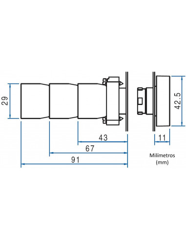 Doble tecla no iluminado 22mm