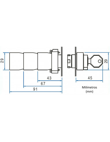 Selector con llave 22mm
