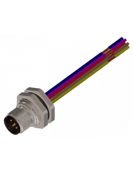 Conector M12, 8 Pines, Montaje Posterior