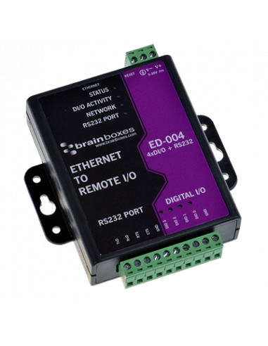 Módulo convertidor Ethernet a 4 entradas o salidas digitales + puerto serial RS232