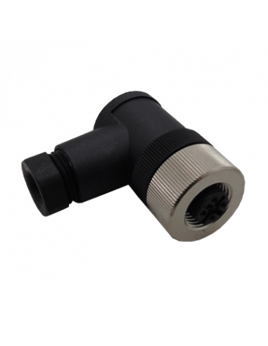 Conector Codo M12, 4 Pines